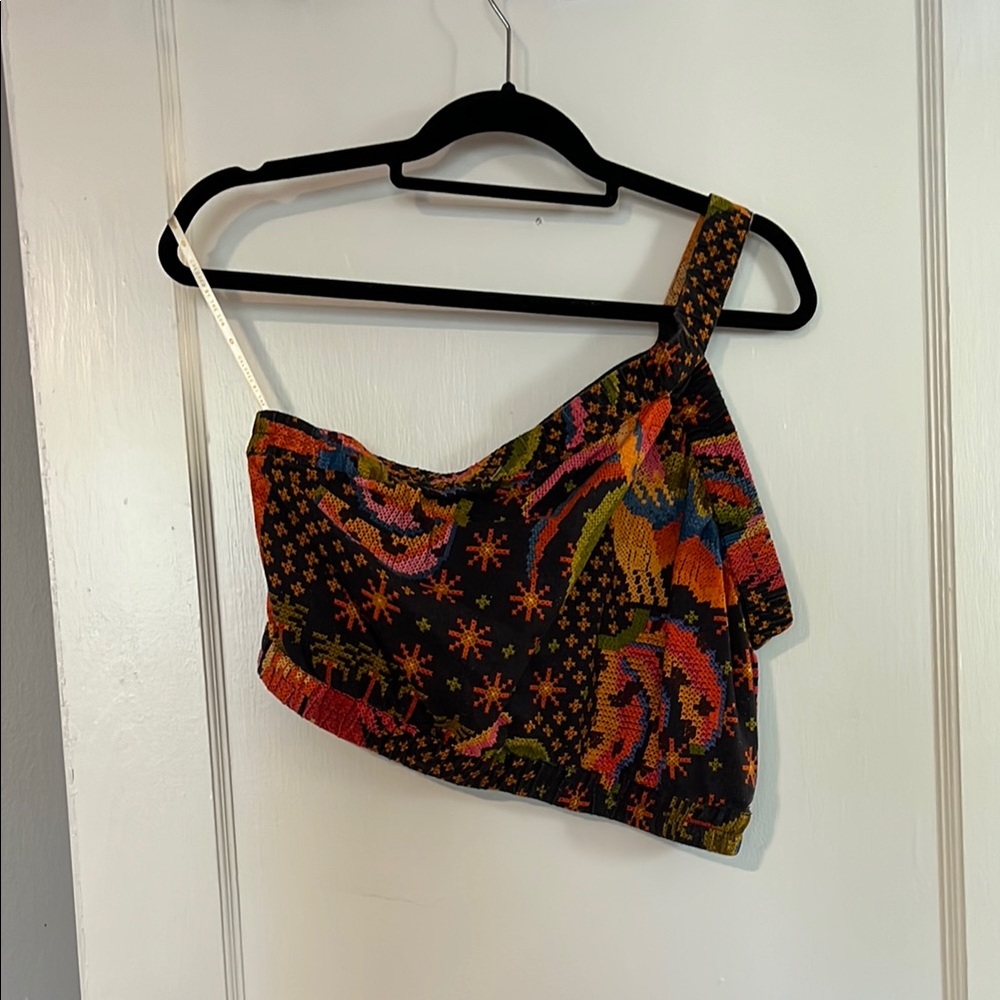 FARM Rio Asymmetrical Orange Red Crop Tank Top